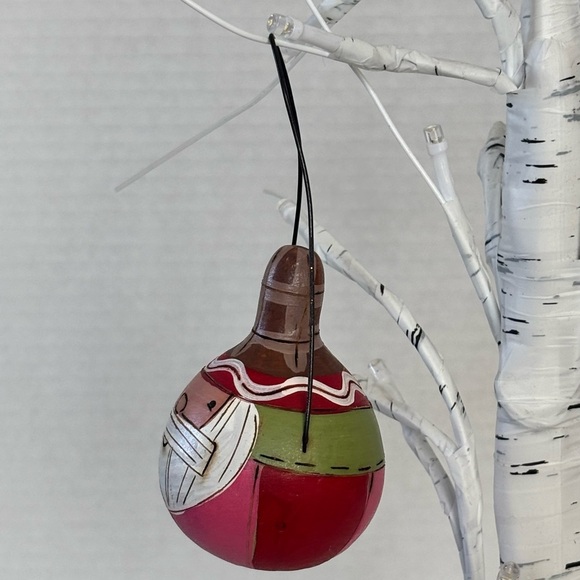 Unique Gourd Etched Santa Claus Christmas Ornament Rattle Hand Carved - Picture 2 of 7